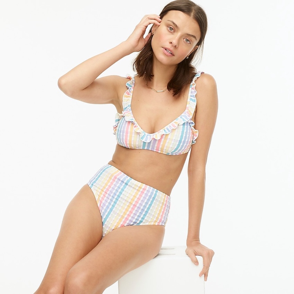 J. Crew Rainbow Seersucker Swimsuit